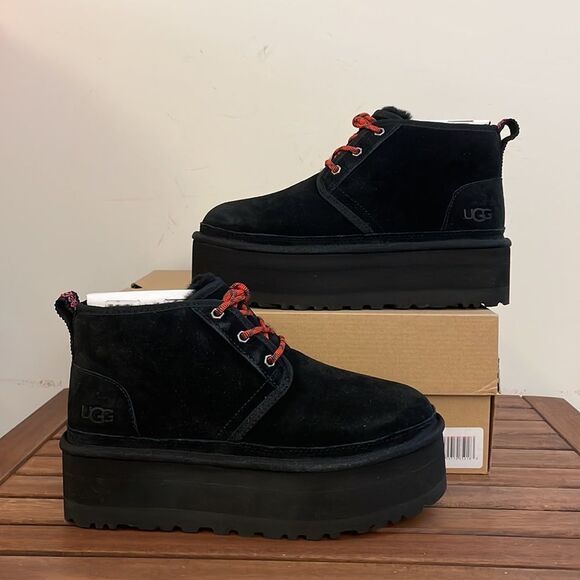 UGG Neumel Heritage Platform Boots Black Women Size 9 - Picture 3 of 13